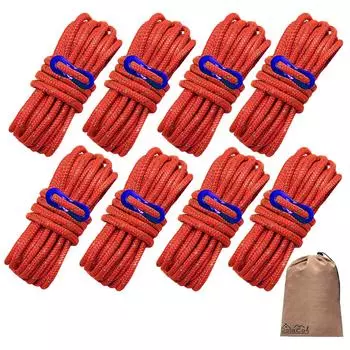 DaLaCa Paracord Tent Rope Tarp Rope Ranch Rope со светоотражающим материалом Толщина 4 мм 5 мм Длина 4 м Набор из 6 8 10 Грузоподъемность 300 кг Гибкий металл