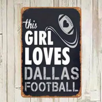 Dallas Football Fan Iron Metal Sign Vintage Wall Art Easy Mounting Sports Decor Ideal for Football Fans and Game Day Parties белый