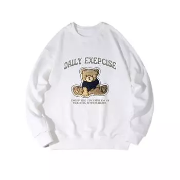Dally Fashionable Printed Top, Autumn and Winter Casual Sportswear, Cotton Sweatshirt M белый