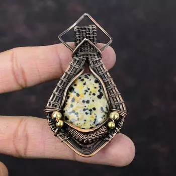 Dalmatian Jasper Pendant Copper Wire Wrapped Pendant Natural Gemstone Pendant Handmade Wire Wrap Jewelry Gift For Him Amazing Copper Jewelry
