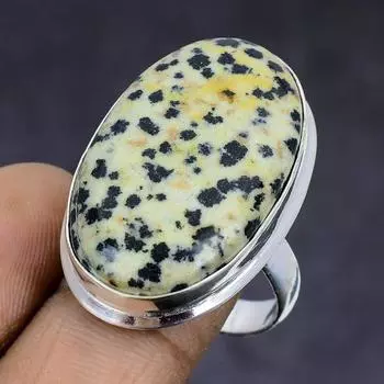 Далматинская яшма драгоценный камень 925 стерлингового серебра подарок ювелирное изделие кольцо размер 9 b9w60