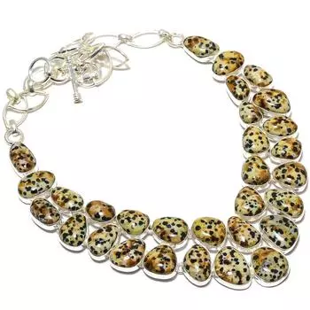 Dalmation Gemstone Handmade 925 Silver Jewelry Necklace 18 JCN409-56