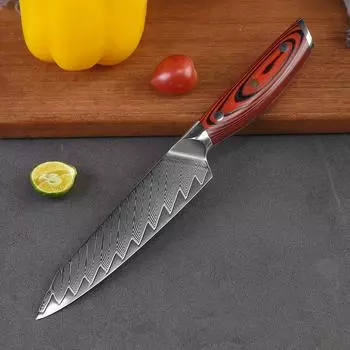 Дамаск Нож шеф-повара Кухонный нож для резки нарезки Пилинг Фрукты Овощи Мясной нож Кухонные инструменты 1