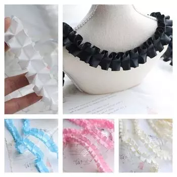 Дамасская ткань с центральной складкой кружевная одежда юбка Шитье Шляпа Цветочная корзина Граница для книжного шкафчика Ракушка украшение для свечи 1 yard розовый