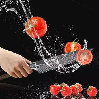 Дамасский лазерный кухонный нож, ножницы, японский нож Сантоку, нож шеф-повара 7CR17 из нержавеющей стали, нож для разделки мяса