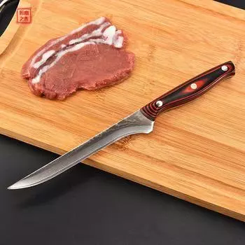 Дамасский нож с красной и черной ручкой, нож для обвалки, нож шеф-повара, японский нож для сашими, кухонные ножи boning knife
