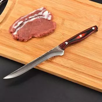 Дамасский нож с красной и черной ручкой, нож для обвалки, нож шеф-повара, японский нож для сашими, кухонные ножи boning knife