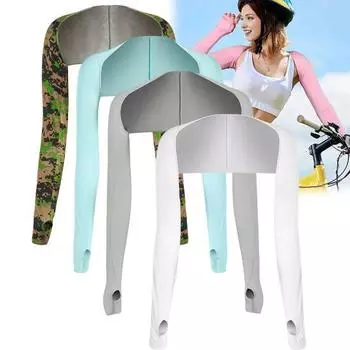 Дамский солнцезащитный платок, защита от солнца, анти-УФ-перчатки, рукава для льда, быстросохнущий чехол из шелка для активного отдыха белый