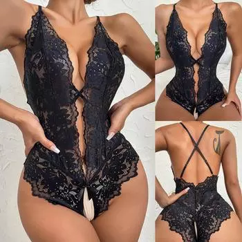 Дамское эротическое белье, сексуальный кружевной полый комплект с открытой спиной без стальных колец XL