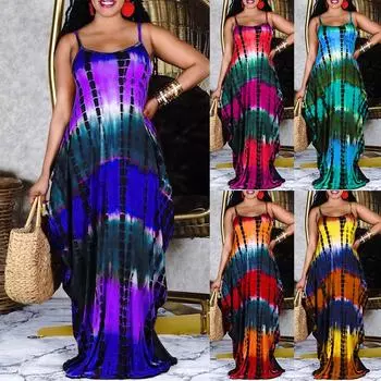 Дамское модное длинное платье с принтом, свободные ремни, большое распашное платье с карманами L синий