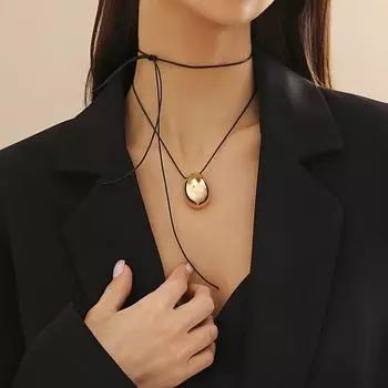 Дамское преувеличенное геометрическое панк-колье с цепочкой на ключицу, черное короткое ожерелье с подвеской, ювелирный подарок золотой