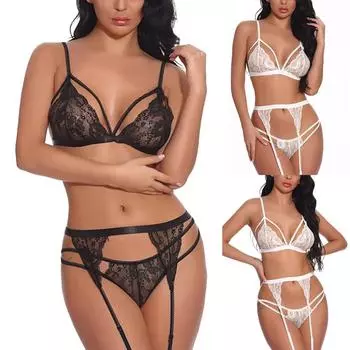 Дамское сексуальное нижнее белье, прозрачное кружевное нижнее белье с бантом, нижнее белье M