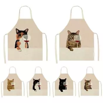 Дамы и мужчины, уборка дома, выпечка, кухонные принадлежности, кухонные принадлежности, кухонные фартуки, льняные фартуки для кошек, вина 47x38cm