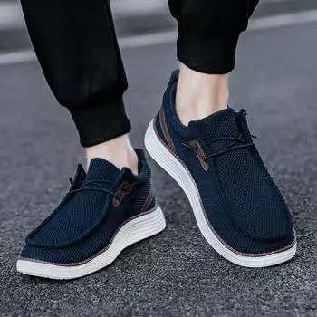 Damyuan Fashion Men Work Shoes Breathable Vulcanized Shoes New Men‘s Trainer Casual Sneakers Outdoor Tennis Walking Shoes 45 темно-синий