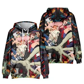 DAN DA DAN Аниме Принт Женщины Мужчины Толстовки Повседневный Хип-Хоп Винтажные Толстовки Большие Уличные Унисекс XS разноцветный