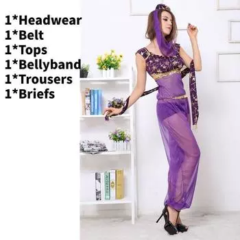 Dance Indian Halloween Costume Arabian Princess Purple Performance Dress Cosplay