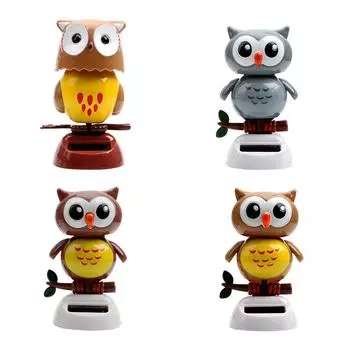 Dancing Shaking Head Solar Powered Swing Doll Cute Owl Birds Gift Car Ornament Auto Accessories Dashboard Decoration Car Styling серый