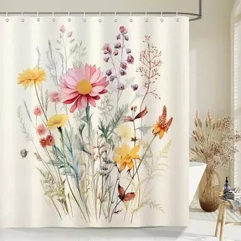 Dandelion Natural Flowers Shower Curtains Waterproof Bathroom Curtain Bath Curtain High Quality With Hooks Shower Curtain W90xH180cm