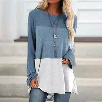 Dandelion Print Fashion Casual Simple Long Sleeve Loose Women S Round Neck Top Autumn Bag Hip T-Shirt S
