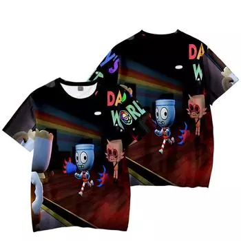 Dandy s World Женские и мужские футболки Футболка с графическим принтом Мультяшный принт О-образный вырез Оверсайз Короткие рукава Модная мужская одежда Уличная одежда XS