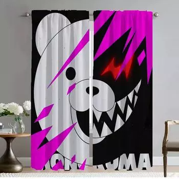 Danganronpa - Monokuma Curtains for Living Room Curtain Home Interior Curtains 2 Pieces Partition Tulle for Bedroom Shades Child W50xH70cmx2pcs-CL