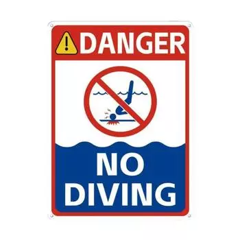 Danger No Diving Sign Weather-proof Heavy Duty Outdoor Yard Beach Pond Swimming Pools Aluminum Warning Sign