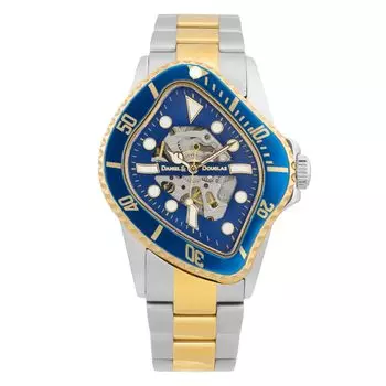 DANIEL&DOUGLAS Daniel & Douglas Часы механические автоматические BROKEN MARINE DD8811 скелетон с ручным заводом серебристые мужские (Двухцветный синий)