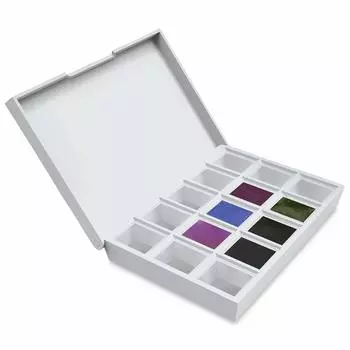 Daniel Smith Solid Watercolor Paint Extra Fine Inspiration набор из 6 цветов, половина кюветы с пластиковым футляром и 9 пустыми контейнерами 285650003