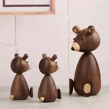 Дания Деревянные фигурки бурого медведя для домашнего декора Высококачественный скандинавский дизайн Декор для комнаты Подарки/Поделки/Семейные игрушки для домашнего декора