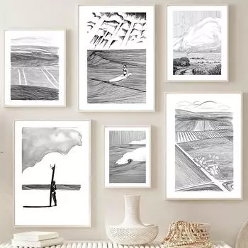 Дания природа пляж пшеничная ферма прибрежная настенная живопись холст картины плакаты на скандинавскую тему и принты настенные панно для декора гостиной 21cm30cm NoFrame