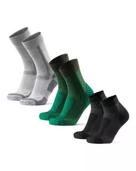 DANISH ENDURANCE Merino Wool Hiking Socks Combo Multicolor Dark Sizes Pack, (Classic Gray, Light Black, Low-Cut Green), 3-Pair Set, 28.5cm-30.5cm