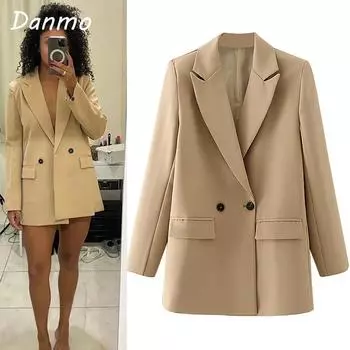 Danmo Blazer Женское пальто Модная офисная одежда Женские пиджаки Куртка Верхняя одежда L красный