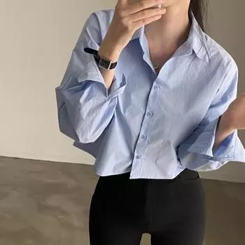 Danmo милая одежда Y2k, элегантные рубашки нестандартной формы в корейском стиле для женщин, однотонные укороченные топы с длинными рукавами и разрезом сзади XXL белый