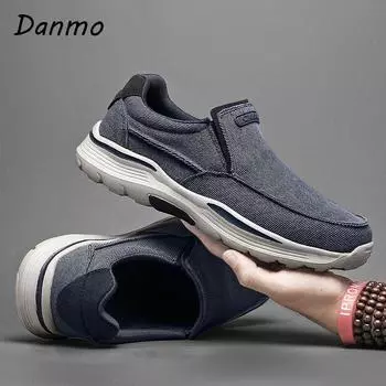 Danmo Модные мокасины Мужские мокасины Нескользящие дышащие повседневные парусиновые мужские мокасины для вождения 48 синий