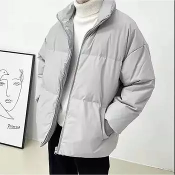 Danmo Мужская зимняя куртка-пуховик Harajuku Fashion Oversize Зимняя утолщенная хлопковая куртка Повседневная теплая укороченная куртка-пуховик XS чёрный