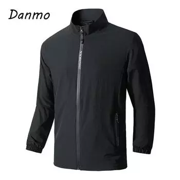 Danmo плюс размер 10XL, ветрозащитная куртка, мужская модная повседневная однотонная куртка, пальто, весна-осень, походная куртка, мужская верхняя одежда S чёрный