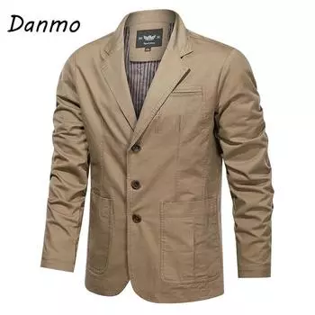 Danmo весна и осень мужской ретро однотонный деловой широкий свободный костюм с несколькими карманами повседневная обычная куртка пальто S