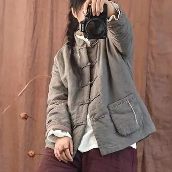 Danmo женские парки винтажные пальто на пуговицах свободные осенне-зимние карманы женские повседневные теплые парки пальто One Size зелёный