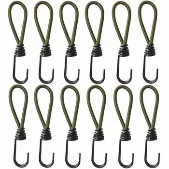 DanYun Stretch Cord Guyline Set of 12 Parts Rubber Hook Twin Hook Steel Camping Outdoor Use Tent/Tarp