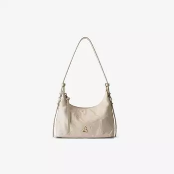 Daor Kingyuan Hobo Bag Cowhide Underarm Bag Women 2025 Summer New High Sense Pleat Shoulder Shoulder Bag Poria White