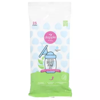 Dapple Baby, влажные салфетки для молокоотсоса на растительной основе, без запаха, 25 листов