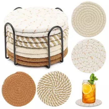 DARENYI Cloth Set of Water Heat Resistant Cup Comes with Cute Coaster, 8, Stylish, Absorbent, Coaster, Thick, Round, Holder, Insulation/Water