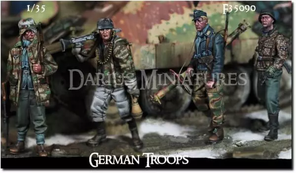 Darius Miniature WW2 German SS Advance Set Resin Kit DMF35090 1/35 Fallschirmjger/Waffen (4 pieces) (person)
