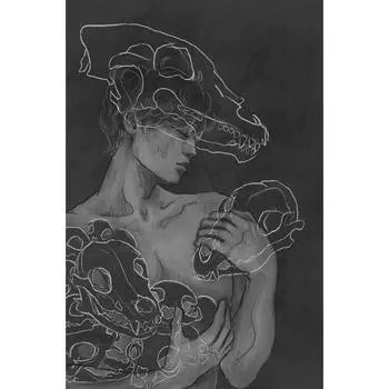 Dark Academia Art Sex Women Skull Poster Prints Canvas Painting Living Room Home Decor Sketch Line Art Black and White Wall Art 21cm30cm NoFrame