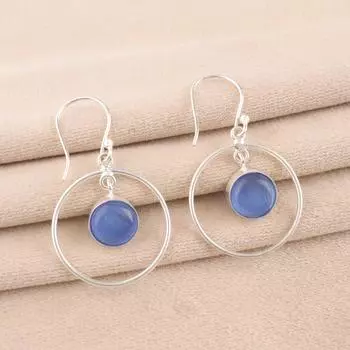 Dark Blue Cat s Eye Gemstone 925 Sterling Silver Jewelry Handmade Earrings 1.60 EE-5-46