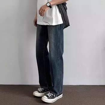 Dark Blue Jeans Men s Spring and Summer New Style Upgrade Pants Handsome Loose Straight Pants S