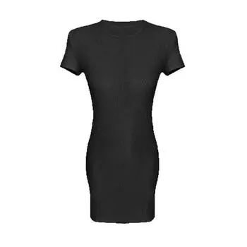 Dark Blue Knitting Sheath Dress Short Skirt Women s Summer Light European Style Sexy Sexy Mom Waist-Tight Hip Skirt Black skirt S