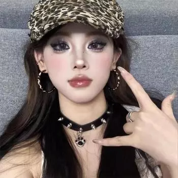Dark Goth Dog Paw Rivet Кожаный ошейник Pure Lust Wind Niche Punk Choker Ключичная цепочка Subculture Neck Chain
