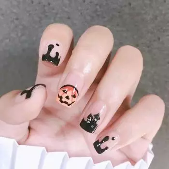 Dark Halloween Nail Art Film, Sweet, Cool And Cute, Pumpkin Wears Armor, Halloween-Themed Nail Film Nails