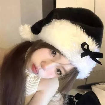 Dark Pure Desire Cos Одежда Черный бант Рождественская шляпа Шляпа для дня рождения Фото реквизит Шляпа Наряд Аксессуары для головы красный